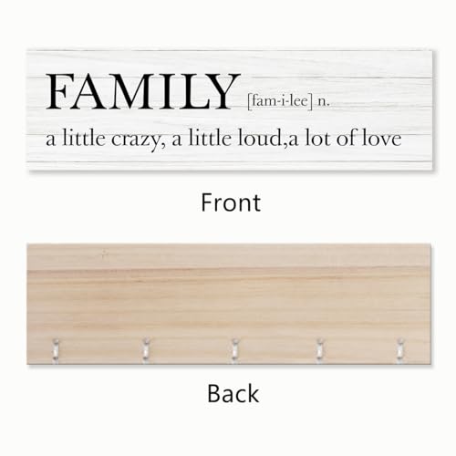 Family a Little Crazy Photo Hanging Display Board with 16 Clips, Rustic Wood Picture Collage Frame with Tassels Farmhouse Wall Decor - color: Family A Little Crazy