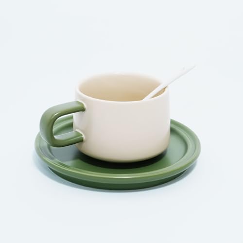Bone China Tea Cup and Saucer Set with Spoon，Elegant Floral Tea Cup Set (7 oz)，British Coffee Latte Mug for Birthday Party Christmas gift for Friends - color: g-white