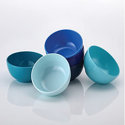 French Bull Melamine Small Bowls, 6-Piece Set, Small Serving Bowl – Snack, Condiment, Dip, Dessert, Ice Cream – Shatter Proof, Food-Safe, BPA Free, Dishwasher Safe, 5.5” 22 oz - Shades of Blue - color: Shades of Blue, size: 5.5" Small Bowls set of 6