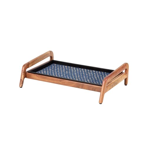 Anji Mountain Heavy Duty Waterproof Wooden Shoe Storage Mat Organizer/Boot Storage Tray Multi Use for Entryway with Coir, Blue and Ivory Insert, 1 Tier, Fits 2 Pair (26.5" Wide) - color: Blue and Ivory, size: 1 Tier, Fits 2 Pair