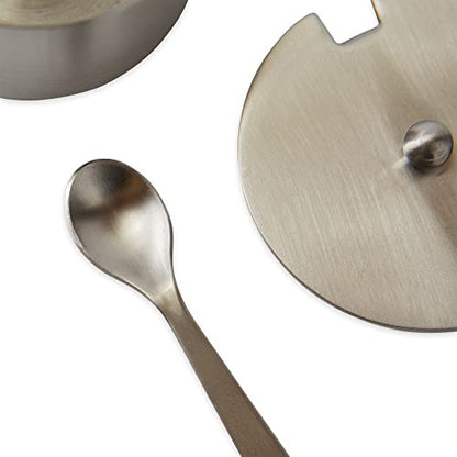 RSVP International Endurance Kitchen Collection Salt Cellar Set with Spoon, 2-Ounce, Brushed Stainless Steel - size: 2-Ounce