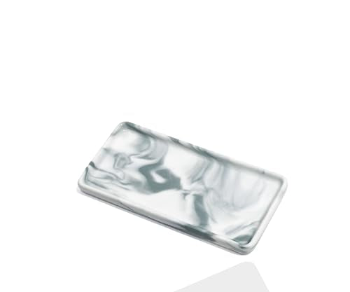 6.4" Porcelain Small Bathroom Narrow Mini Tray - Gray | Tiny Ceramic Countertop & Little Vanity Tray for Cosmetics, Perfume, Jewelry, Candle - Kitchen Oil & Vinegar Tray, Soap Tray - color: Gray, size: 6.4" x 3" x 0.5"