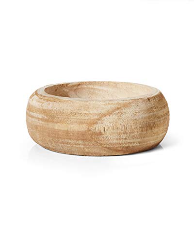 Serene Spaces Living Paulownia Round Wood Bowl - Handmade Decorative Wooden Bowl for Décor, Parties, Weddings, Centerpiece for Floral Arrangements - Single, 4" Tall and 9.5" Diameter - color: 9.5" Round Wood Bowl