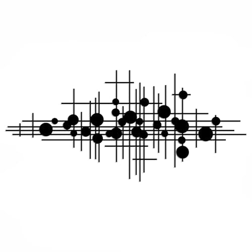 Rajukit Geometric Metal Wall Art Decor for Home | Modern abstract metal wall sculpture. Black finish. Ideal for living room. Size: 33.9 x 15.7 inches. - size: 33.9"L x 15.7"W
