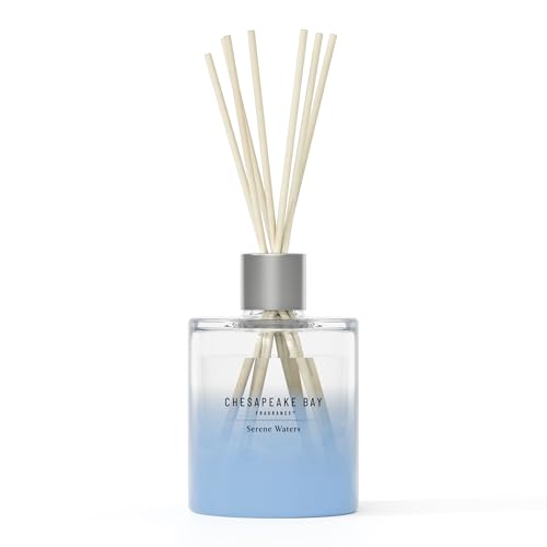 Chesapeake Bay, Reed Diffuser, 5.7oz, Serene Waters Scent, Mood Evoking, Sea Glass-Inspired Jar, Room Filling Fragrance Made with Essential Oils, Coastal Fragrance for Home Décor or Gifting - color: Serene Waters