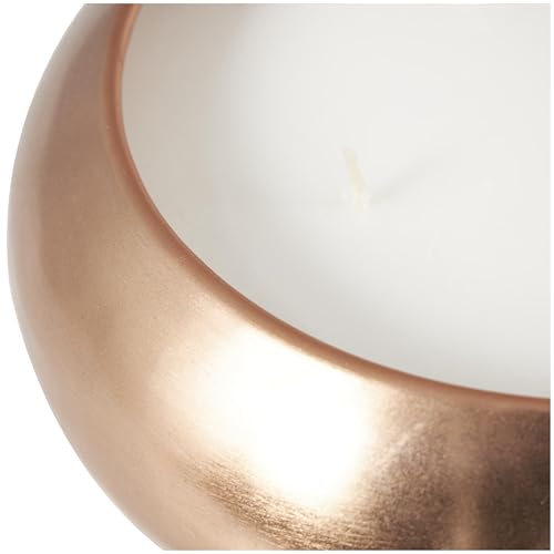 Deco 79 Metal Decorative Candle Tropical Breeze Scented Wide Dome Shaped 60 oz 4 Wick Aromatherapy Candle with White Wax, Wax Aromatherapy Candle 9" x 9" x 3", Copper