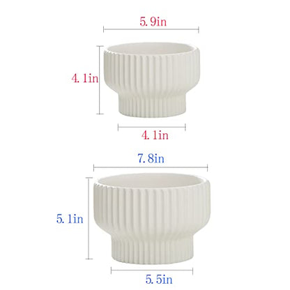Puoyik 2 Piece Set of Flower Pots 8/6 inches, Ceramic Flower Pots with Drainage Holes, Indoor and Outdoor Plant Flower Planter (7.8/5.9 White) - color: 7.8/5.9 White