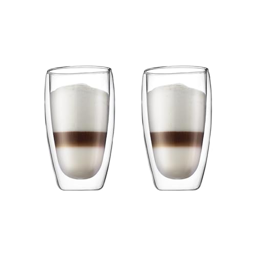 Bodum 15oz Pavina Double Wall High-Heat Borosilicate Glass, Set of 2, Clear - size: 15 oz, style: Set of 2