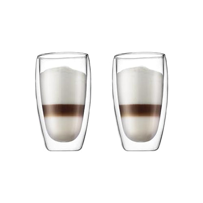 Bodum 15oz Pavina Double Wall High-Heat Borosilicate Glass, Set of 2, Clear - size: 15 oz, style: Set of 2
