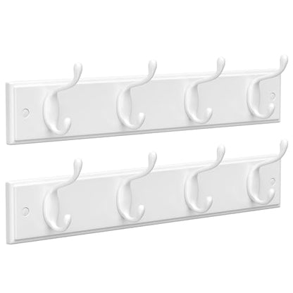 SONGMICS Wall-Mounted Coat Rack, Hook Rack, 8 Dual Metal Hooks, White | For Coats, Bags, Keys, in the Entryway, Bedroom, Living Room ULHR232W01 - color: White, size: 2 Pack-4 Hooks, style: Without Shelf