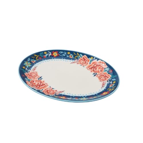 Pioneer Woman Keepsake Floral Large 16-inch Ceramic Oval Platter Serving Tray