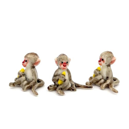 Adorable Mini Ceramic Animal Figurine – Porcelain Miniature Collectible Decor (Monkey Holding Banana) - style: Monkey Holding Banana