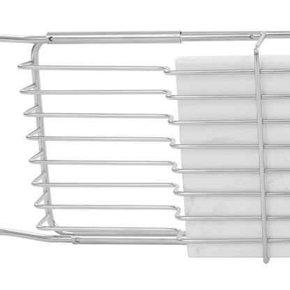 Expandable Bathtub Tray Caddy for Luxury Bath, Extra Wide Acrylic Tub Tray with Natural Marble Board, Waterproof Bath Tub Shelf for Phone, Wine, Book, Tablet Stand - Ideal Home Spa (Silver, White) - color: Silver, White