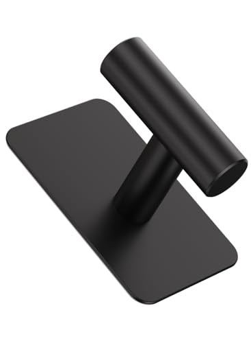 Heavy Duty Adhesive Hooks - 26lb Max, Sticky Wall Hooks Waterproof Stainless Steel for Hanging Towel, Coat, Robe, Towel Hooks Stick on Bathroom, Kitchen, Shower, Door (Black, 4 Pack) - color: Black-Cylinder4