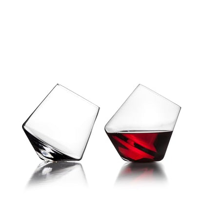 Sempli Cupa-Vino Stemless Wine Glasses Set of 2 - Hand Blown Wine Glass Set, Glassware for Red & White Wine, Lead-Free Crystal, Swirling Aeration, Ultra Clear, Thin Rim - 10.5 oz - color: Clear
