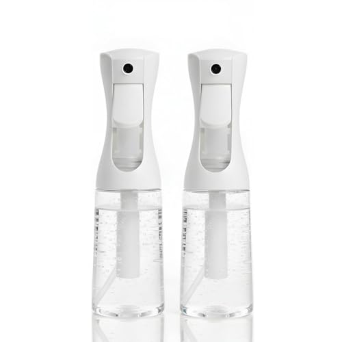 Mist Spray Bottle 200ml – Fine Mist Sprayer for Hair, Plants, Cleaning & Skincare | Refillable Salon Quality Water Mister, (Non-Toxic BPA Free) with White & Clear bottle (Pack of 2)