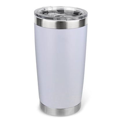 20oz Stainless Steel Tumbler with Lid, Travel Mug - Double Wall Vacuum Powder Coated Cup - White, 1 Pack - color: White, size: 1 Pack