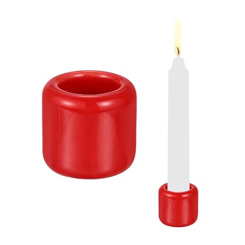 PATIKIL 2 Pcs Chime Candle Holder, 0.7 Inch ID Ceramic Mini Candle Holder for Meditation Spell Supplies Table Centerpieces Home Decoration, Red - color: Red, size: 0.7 Inch