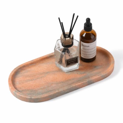 Natural Marble Tray for Bathroom Countertop, Vanity Tray for Decor | Rosso Norvegian Stone Tray for Home Decor - color: Rosso Norvegian