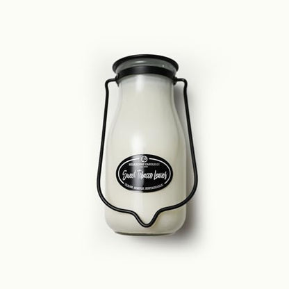 Milkhouse Candle Company Sweet Tobacco Leaves Soy Candle - Honey | Tobacco | Teakwood Scented - 14 oz Milkbottle with Lid, 90+ Hour Burn Time, Made in the USA - size: 14 Oz