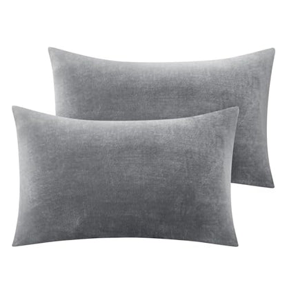 BEDELITE Flannel King Size Pillow Cases Set of 2, Gray, 20x36 Inches | Super Cozy Fuzzy Velvet Pillow Shams with Zipper Closure, Soft Fleece Pillowcases for Bedroom, Sofa, Couch, All-Season Use - color: Gray, size: 36" x 20" (Pack of 2)