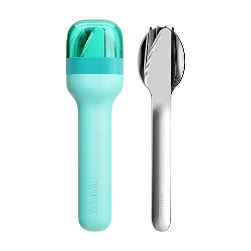 ZOKU Pocket Utensil Set, Teal - Stainless Steel Fork, Knife, and Spoon Nest in Case - Portable Design for Travel, School, Work, Picnics, Camping and Outdoor Home Use - color: Teal