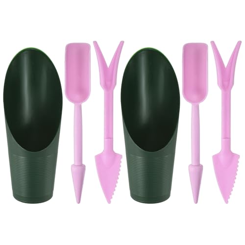 M METERXITY 2-Set Succulent Tools, Plastic 2-in-1 Mini Garden Shovel Hand Succulent Transplanting Tools Garden Shovel Transplant Trowel for Planting/Digging/Aerating [Deep Green,Purple] - color: Deep Green,Purple