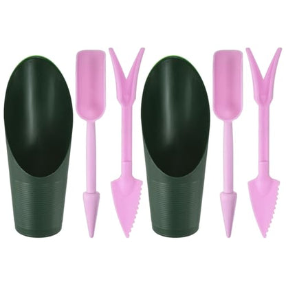 M METERXITY 2-Set Succulent Tools, Plastic 2-in-1 Mini Garden Shovel Hand Succulent Transplanting Tools Garden Shovel Transplant Trowel for Planting/Digging/Aerating [Deep Green,Purple] - color: Deep Green,Purple