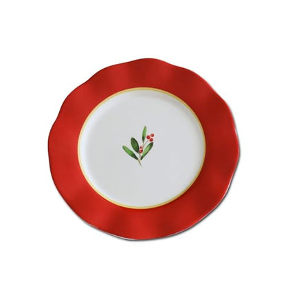 Beatriz Ball VIDA Holly 9" Salad Plate Set of 4 (Red and White) - style: VIDA Holly 9" Salad Plate Set of 4 (Red and White)