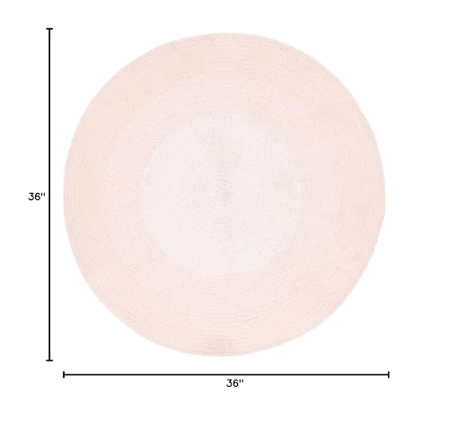 SAFAVIEH Cape Cod Collection Area Rug - 3' Round, Pink, Handmade Braided Cotton, Ideal for High Traffic Areas in Living Room, Bedroom (CAP242U) - color: Pink, size: 3' (Round)