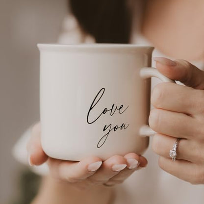 Sweet Water Decor Love You Coffee Mug, 11 oz Ceramic Cup, Dishwasher & Microwave Safe, Cute Mug for Moms, Wife & Grandma, Mother's Day & Birthday Gift Idea, For Tea & Espresso - style: Love You - Neutral