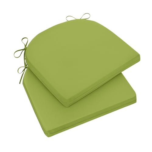 Wellsin Outdoor Chair Cushions for Patio Furniture - Patio Chair Cushions Set of 2 - Water Resistant Round Corner Outdoor Seat Cushions 17"X16"X2", Grass Green - color: Solid Color/ Grass Green, size: 17"x16"x2"(Pack of 2)