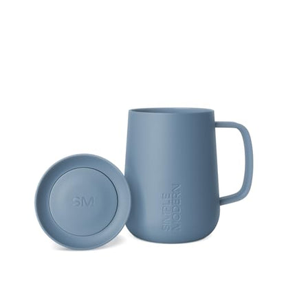 Simple Modern Voyager Signature Mug | Travel Coffee Tumbler with 360° Lid and Handle | Ceramic-Lined Insulated Stainless Steel Iced Cold Brew Cup | 12oz, Blue Dune - color: -Blue Dune