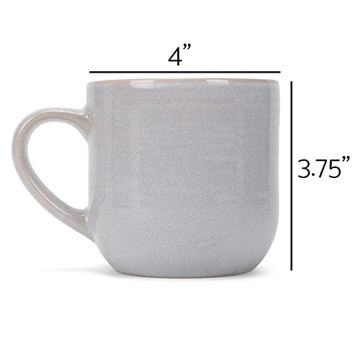 Elanze Designs Glossy Reactive Glaze Large 17 Fluid Ounce Everyday Kitchen Food Grade Ceramic Stoneware Coffee Mug Cup with Comfort Curved Handles, Set of 4, Pale Grey - color: Pale Grey