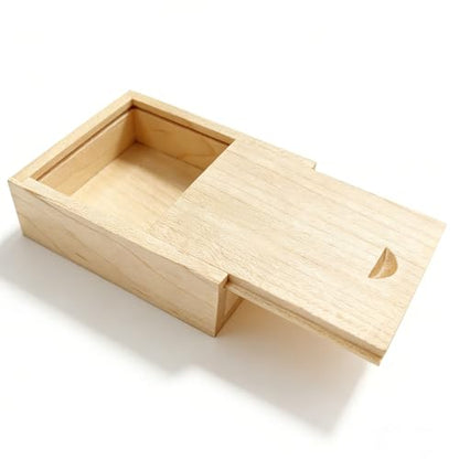 3.19" x 2.64" x 1.02" Inch Small Wood Gift Box with Sliding Lid, Sliding Top Tiny Wooden Keepsake Box USB Box for Wedding Gift, Elegant Present | Handcrafted Wood Box for Rings, Earrings(Maple Box) - color: Maple (3.19")