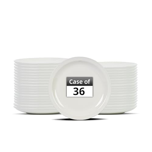 Stoneware Narrow Rim Commercial Grade Dinnerware, America White, Plate 6.5", Case of 36 - color: America White, size: Plate 6.5"