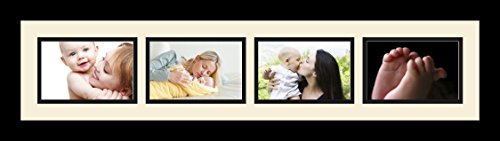 ArtToFrames Collage Photo Frame Single Mat with 4-4x6 Openings and Satin Black Frame. - color: 4 - 4x6 - (2359)