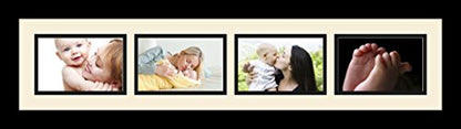 ArtToFrames Collage Photo Frame Single Mat with 4-4x6 Openings and Satin Black Frame. - color: 4 - 4x6 - (2359)