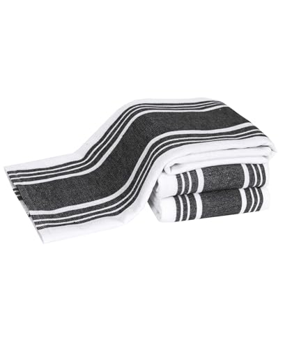 All-Clad Dual-Purpose Kitchen Towels: Highly Absorbent - 100% Cotton, 17"x30" Dish Towels for Cleaning & Drying Dishes & Glassware, 3-Pack, Black - color: Black