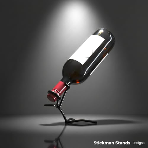 Fun 750ml Wine Bottle Stand, Metal Drinking Stickman Figure, Unique Wine Bottle Holder, Elegant Bottle Display
