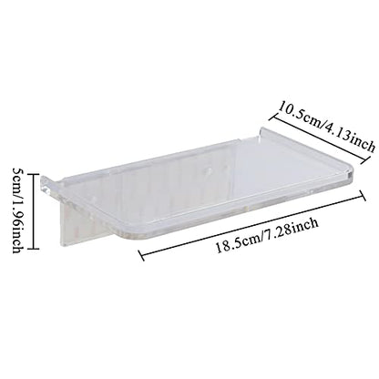 Stick-on Wall Shelf - Small Wall Mounted Adhesive Clear Acrylic Shelf Phone Holder Shelves Wipes Rack for Bathroom,Kitchen,Toilet,Office - Translucent - color: Translucent
