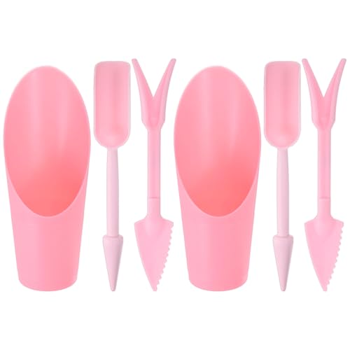 M METERXITY 2-Set Succulent Tools, Plastic 2-in-1 Mini Garden Shovel Hand Succulent Transplanting Tools Garden Shovel Transplant Trowel for Planting/Digging/Aerating/Sowing [Pink] - color: Pink