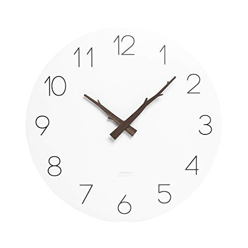 mooas Flatwood Wall Clock (Twig),12" Non-Ticking Sweep Movement | Decorative Battery Operated Simple Modern Wall Clock for Home Living Room Kitchen Bedroom Office School - color: Flatwood Twig