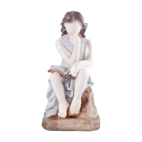 Abstract Reading Woman Bookshelf Decor Resin Statues for Home Decor Desk Statue Modern Sculpture Figurines for Shelves Book Lover Figure Aesthetic Room Art Small Ornaments