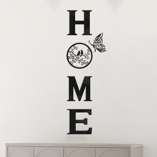 CrazyDeal Home Signs Decor Aesthetic Bird Wall Art Letter Wall decor for Living Room Bedroom Kitchen Farmhouse Wall Hanging Modern Decorations Large (Black Acrylic,49.2 X 15.7 Inch)