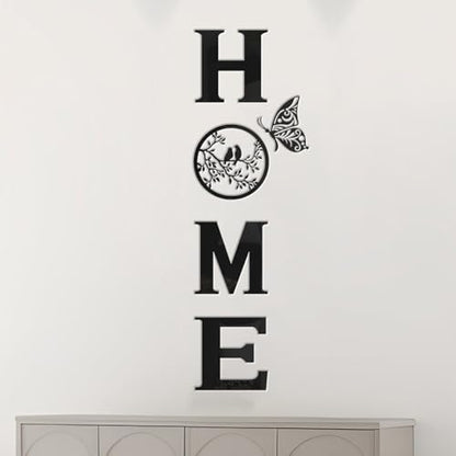 CrazyDeal Home Signs Decor Aesthetic Bird Wall Art Letter Wall decor for Living Room Bedroom Kitchen Farmhouse Wall Hanging Modern Decorations Large (Black Acrylic,49.2 X 15.7 Inch)