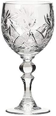 Neman Set of 2 Hand Made Vintage Crystal Classic Wine Goblets on a Stem, Old-Fashioned Glassware - size: Wine Glass 5.0oz