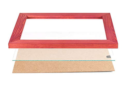 Rustic Wooden Square Picture Frames 4x4 - Set of 2-100% Natural Solid Eco Wood with Real Glass for Wall Mounting and Tabletop Display Photo Frame - Red - color: Red