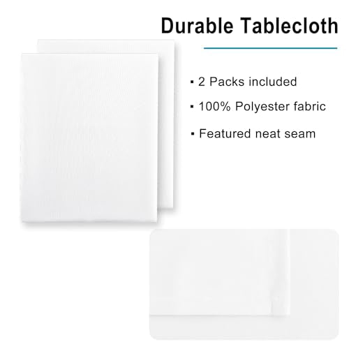 2 Pieces White Square Tablecloth, 30 x 30 Inch | Waterproof, Spillproof, Wrinkle Resistant, Washable Polyester Table Cloth for Dining Room/Restaurant/Party/Wedding/Banquet - color: White, size: 30"x30"|2 Pack