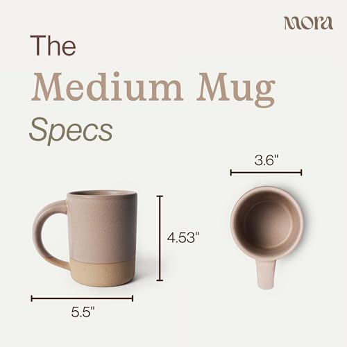 Mora Medium Mugs Set of 4, 16oz Ceramic Pottery Latte Mugs/Coffee Cups - Microwave and Dishwasher Safe - Mushroom - color: Mushroom